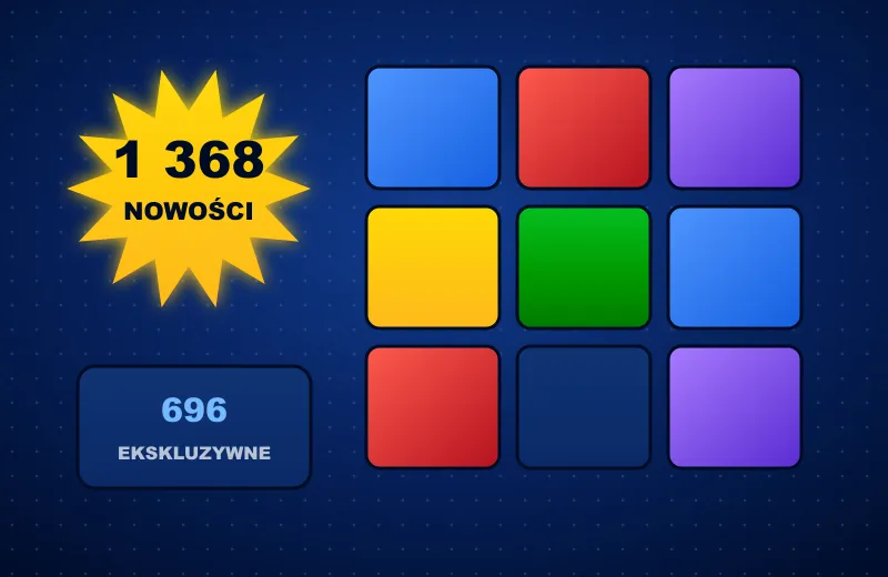 Gwiazda 1 368 nowości i siatka kafelków gier