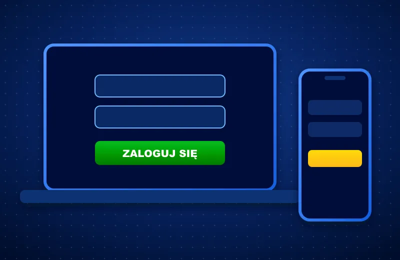Laptop i telefon z polami logowania do BigClash Kasyno